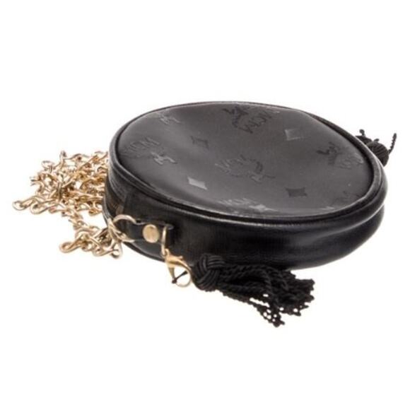 MCM Black Signature Jacquard Canvas and Leather Circle Crossbody Bag (MCXX172) - Picture 4 of 6